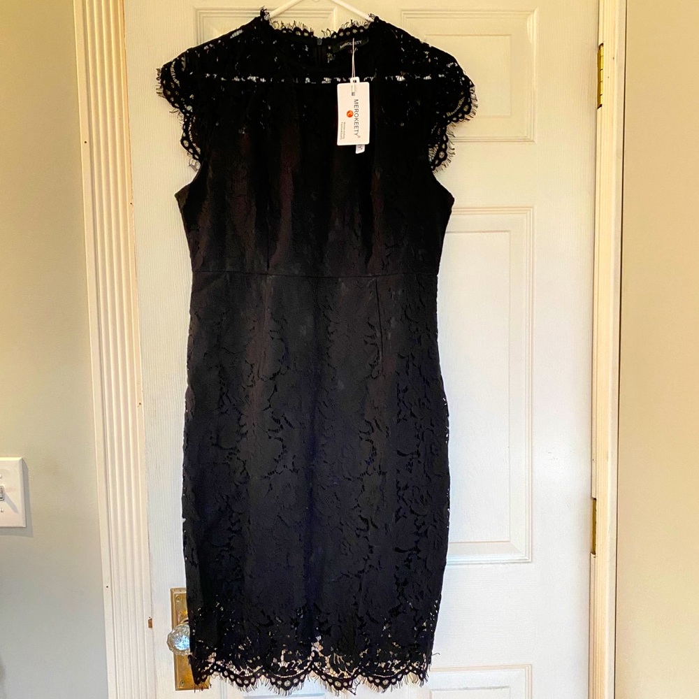 Merokeety Sleeveless Lace Floral Cocktail Dress